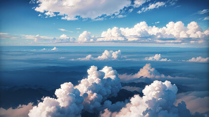 Anime wallpaper watching the giant majestic cloud drift across the sea