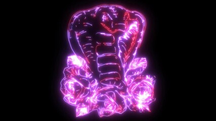 Sticker - neon animation of animal cobra head