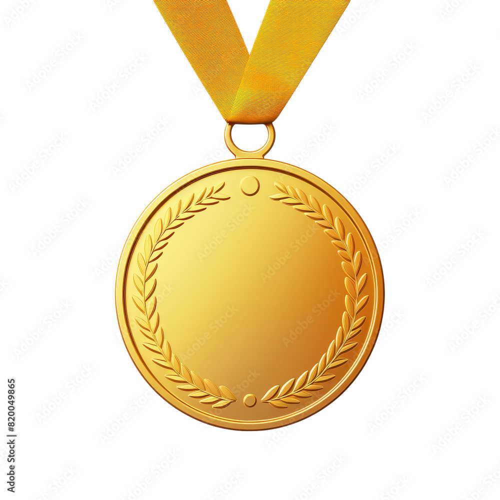 Gold medal isolated on transparent background, cut out, PNG. Stock ...