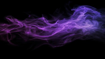 Wall Mural - ethereal emanation wispy purple smoke on black background digital painting