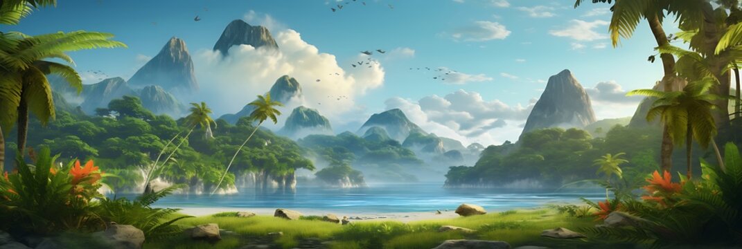 Background graphics with a tropical feel.