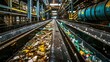 © kanesuan - Image of a recycling plant processing various types of waste, illustrating the principles of reduce-reuse-recycle in action