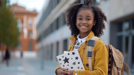 Sticker - A Smiling Young Female Student