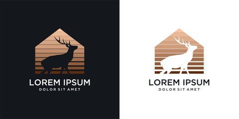 house and deer logo vector icon illustration.