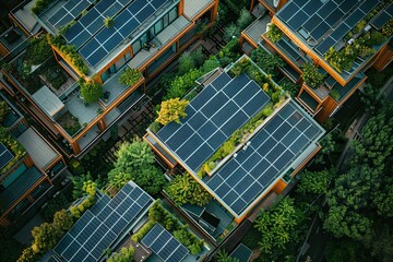 top view of a luxury housing complex with modern solar panel technology