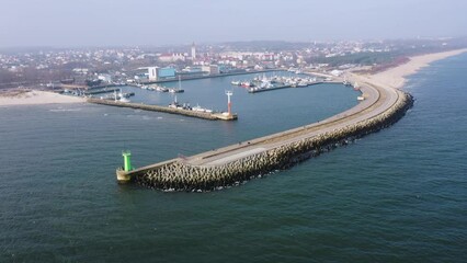 Wall Mural - Aerial landscape of the harbor in Wladyslawowo at Baltic Sea. Poland.