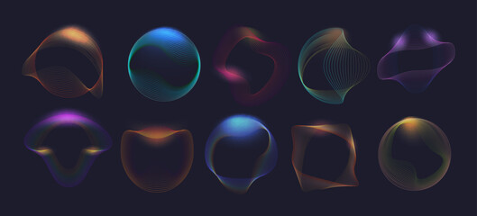 Wall Mural - glowing neon color circles
