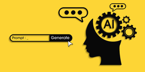 Poster - Chatbot assistant application. Artificial intelligence technology concept design, Machine learning and generation by chip, AI chatbot service. Vector illustration for banner and web template.