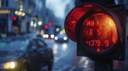 Aufkleber - Close-up of a traffic light with a countdown timer for pedestrians, showing seconds left to cross.