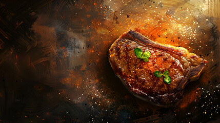 Wall Mural - beef steak fried salad food delicious meal healthy cooking isolated background