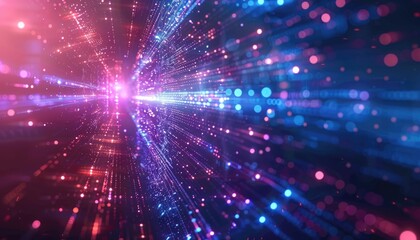 Wall Mural - a colorful, glowing, and abstract image of a space with many dots by ai generated image