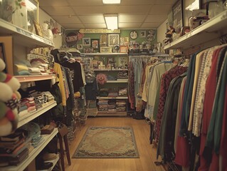 Wall Mural - A store with a lot of clothes and a sign that says 