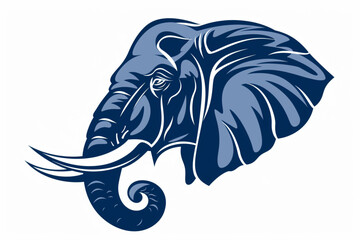 Wall Mural - Blue elephant vector animal logo on white background