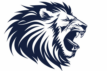 Wall Mural - Roaring lion vector animal logo on white background