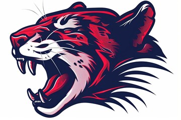 Wall Mural - Red leopard vector animal logo on white background
