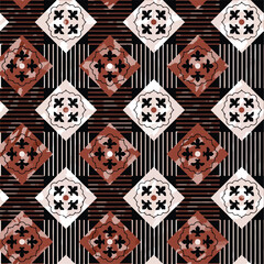 Wall Mural - Geometric argyle and stripes tile motifs pattern