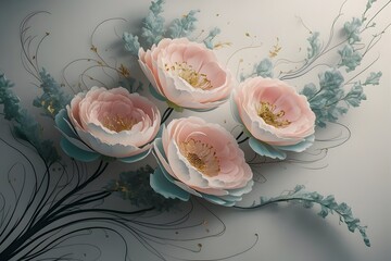 Vector cute pink roses in vintage style for design