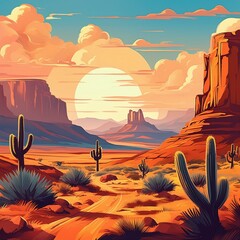 Cartoon wild west scene / background