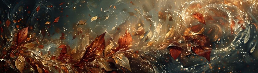 Poster - A painting of leaves blowing in the wind