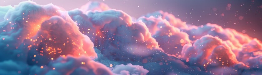 Canvas Print - a beautiful blue sky with fluffy white clouds and a pinkish hue
