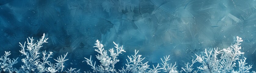 Wall Mural - A blue background with snow covered trees