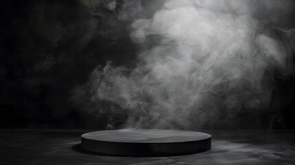 Poster - Empety Podium black dark smoke background product