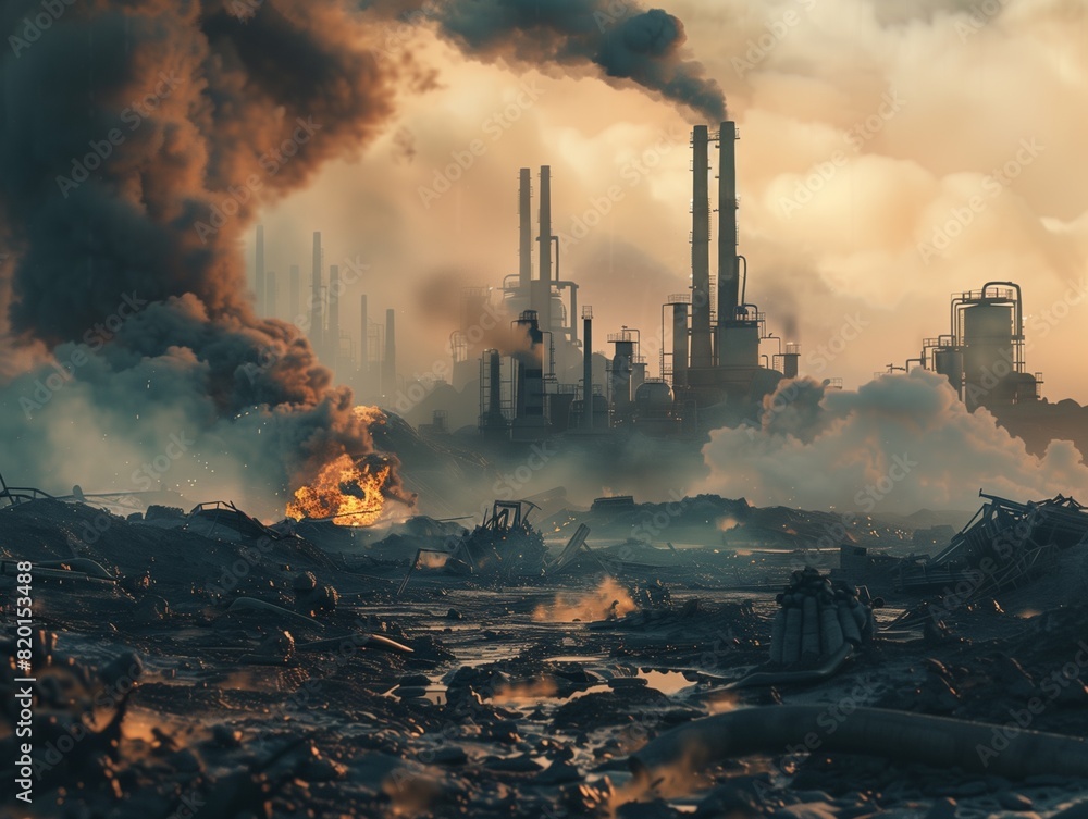 smoke from the chimney Abandoned world left destroyed dystopian planet ...