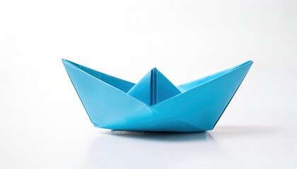 aquatic water transportation concept paper origami isolated on white background of a boat, with copy space, simple starter craft for kids