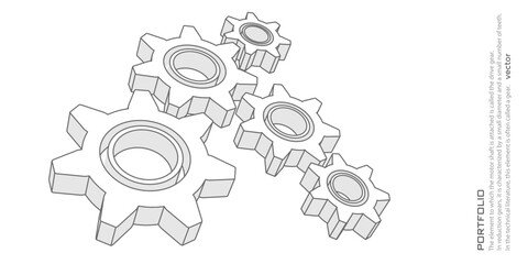 Wall Mural - Rotating gears. Engineering industry. Technology Banner. Vector illustration.