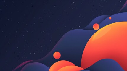 Wall Mural - An artistic representation of a space scene featuring colorful, stylized planets against a starry backdrop Ideal for themes of exploration and imagination