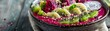© GoodRNG - A closeup of a beautifully crafted acai bowl with Japaneseinspired toppings like dragon fruit and kiwi, served in a ceramic bowl