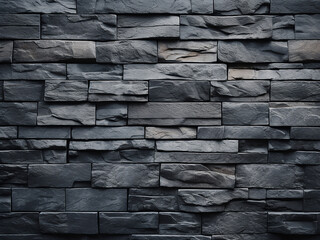 Poster - Modern brick wall in sleek black design, cement accents