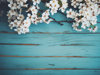 Wall Mural - Cherry blossoms in full bloom contrast against pastel yellow