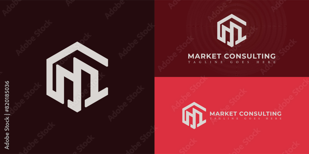 Vector de Stock Abstract initial hexagon letter MC or CM logo in silver ...