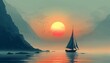© Cary - sailboat sailing ocean sunset hazy fog ships sails underneath random arts bright sun camp half blood passages last light