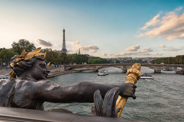 Wall Mural - alexandre iii bridge in paris at sunset