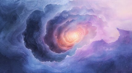 Wall Mural - Spiral Galaxy with Glowing Center in Blue and Pink