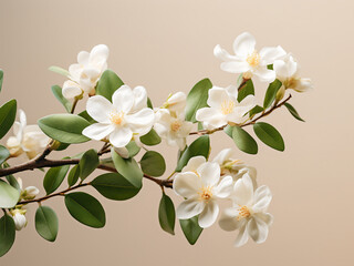 Wall Mural - A branch of white jasmine displays delicate spring flowers