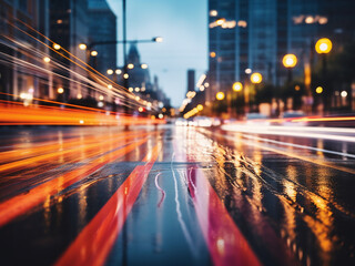 Poster - Urban arteries blur with roadside traffics nocturnal glow