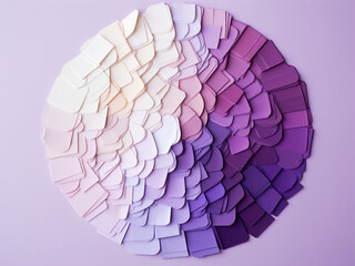 Wall Mural - a lilac backdrop displays a variety of paint swatches for interior design