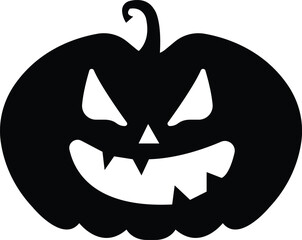 Wall Mural - Halloween pumpkins carved face silhouettes icon. Black isolated face patterns on transparent background. Scary and funny face of Halloween pumpkin or ghost. Flat vector