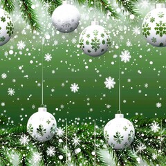 Wall Mural - christmas background with balls and snowflakes