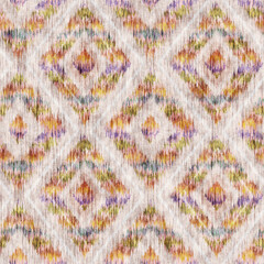 Vintage seamless pattern in Ikat style. Pattern for holidays in retro style. Retro ikat texture like old rug.