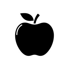 Black silhouette of a simple minimal Apple with thick outline side view isolated-09