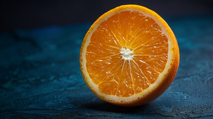 a fresh juicy orange slice, macro close up