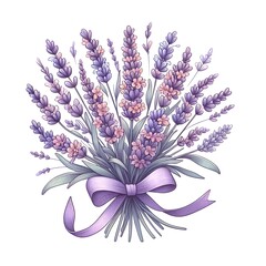 Sticker - Lavenders, Provence flowers. French floral herbs with pink and violet blooms. Simple flat collection of Lavandula