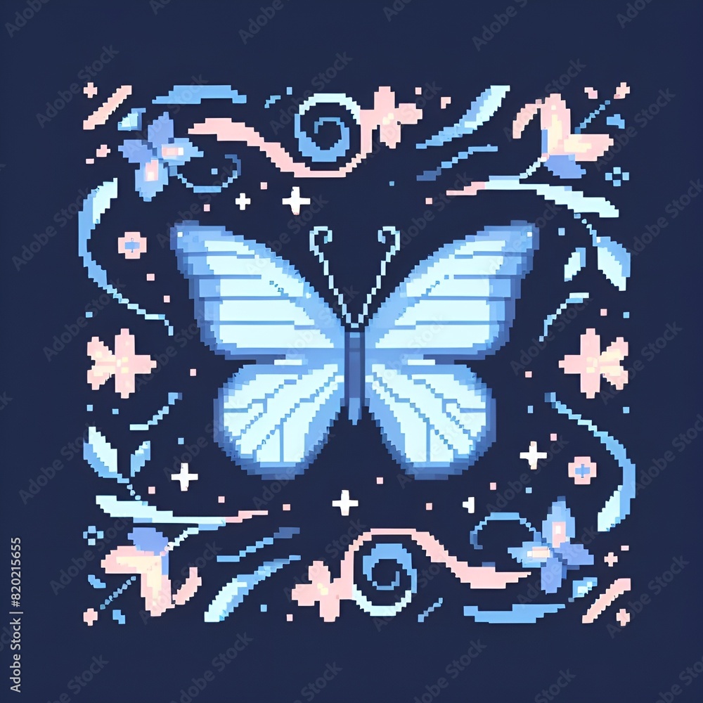 Pixel Art Butterfly. Color Pixelated Butterfly Illustrations. 8-bit ...