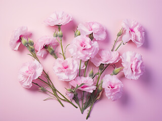 Poster - Light blue backdrop hosts flat-laid hortensia blooms