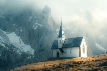 Wall Mural - Beautiful church in the mountains.