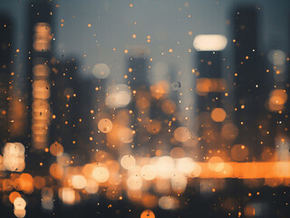 Poster - City lights meld into a soft, blurred bokeh, painting the night